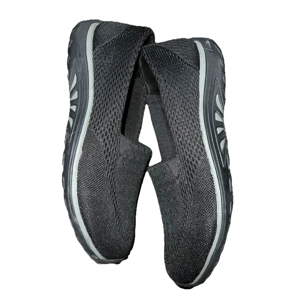 Skechers Air-Cooled Memory Foam Black Slip-On Women's Walking Shoes 10 EW